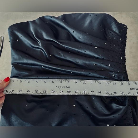 Nordstrom Formal Strapless Dress Black White Satin Gown With Tool SZ 13/14 NEW - Picture 15 of 16